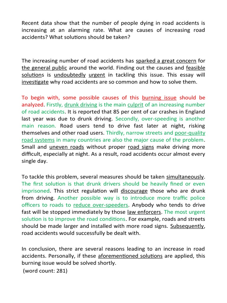 Causes and Solutions for Road Accidents | PDF | Business | Self-Improvement