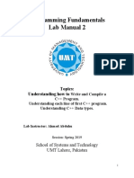 Programming Fundamentals Lab 02 (Writing and Compilling 1st Prog)