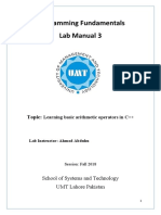 Programming Fundamentals Lab 03 (Arithmetic Operators)