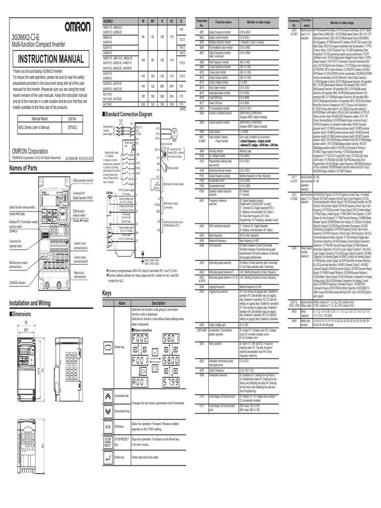 3g3mx2 - e Instruction Sheet en | PDF