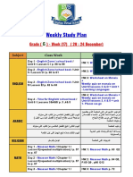 Weekly study plan for grade 6