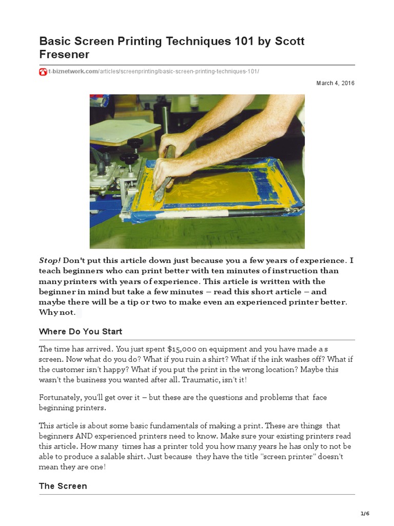 Basic Screen Printing Guide | PDF | Carpal Tunnel Syndrome | Nature