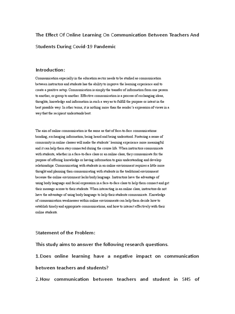 Impact of Online Learning on Communication | PDF | Communication ...