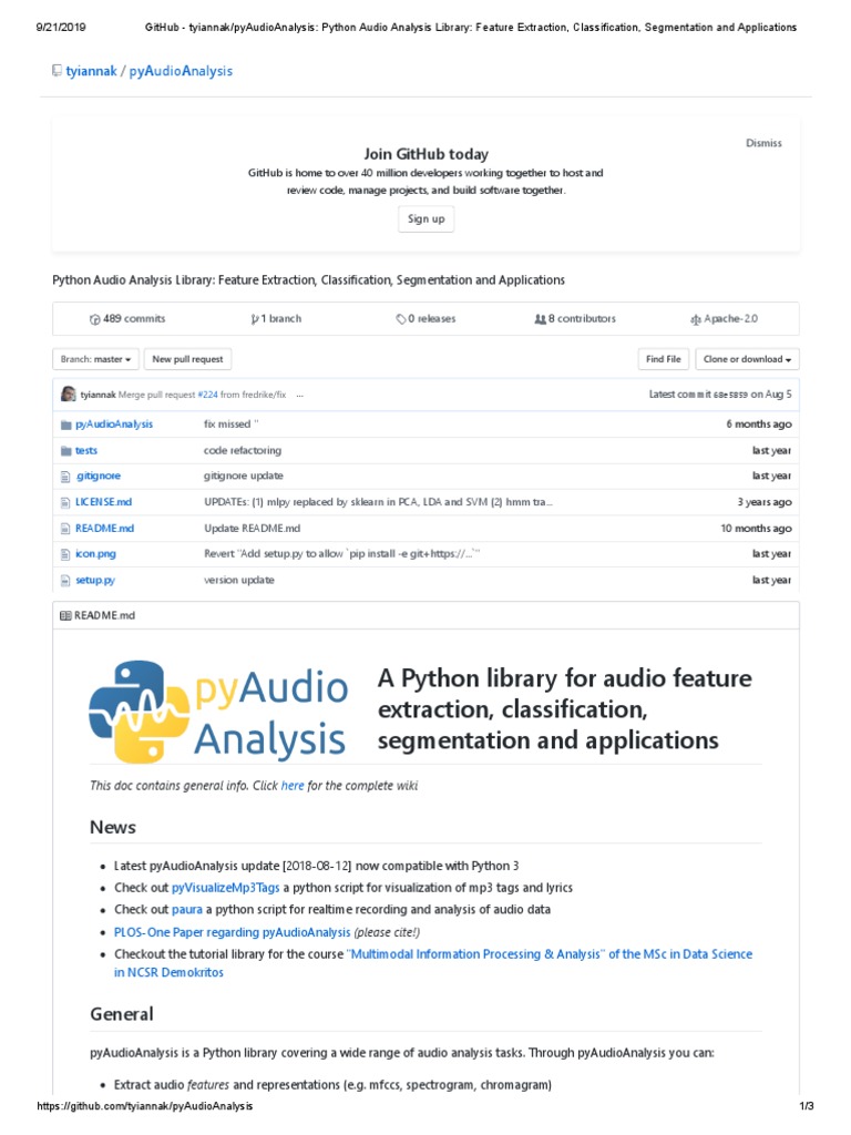 GitHub - Tyiannak - pyAudioAnalysis - Python Audio Analysis Library ...