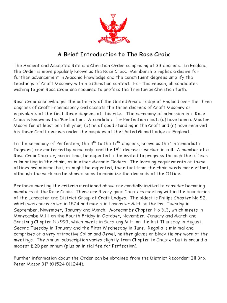 Introduction to Rose Croix Freemasonry | PDF | Freemasonry | Masonic Lodge