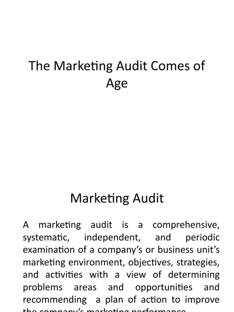 Marketing Audit: Enhancing Performance | PDF | Marketing | Audit
