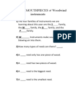 REEDS and MOUTHPIECES of Woodwind Instrument - Worksheet