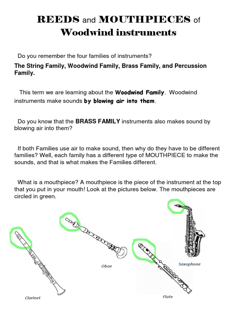 REEDS and MOUTHPIECES of Woodwind Instruments PDF