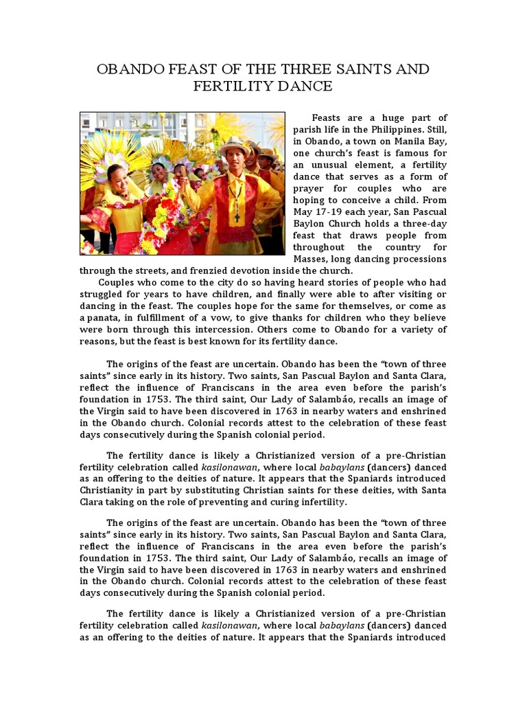Obando Fertility Dance Festival Overview | PDF | Christian Behaviour ...