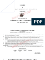 Lahore Board 12th Gazette Supplementary Result 2019