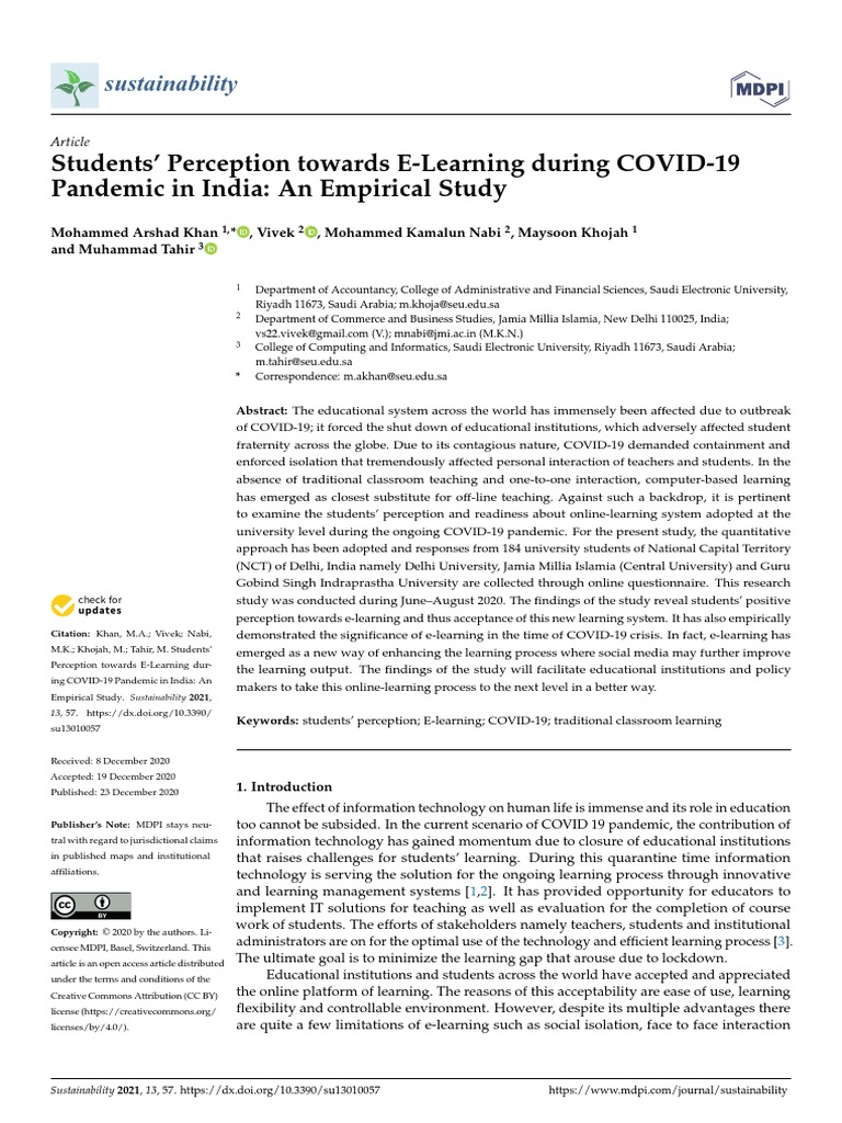 Students' Perception Towards E-Learning During COVID-19 Pandemic in ...