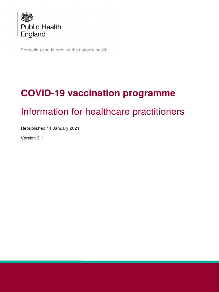 COVID-19 Vaccination Programme: Information For Healthcare ...