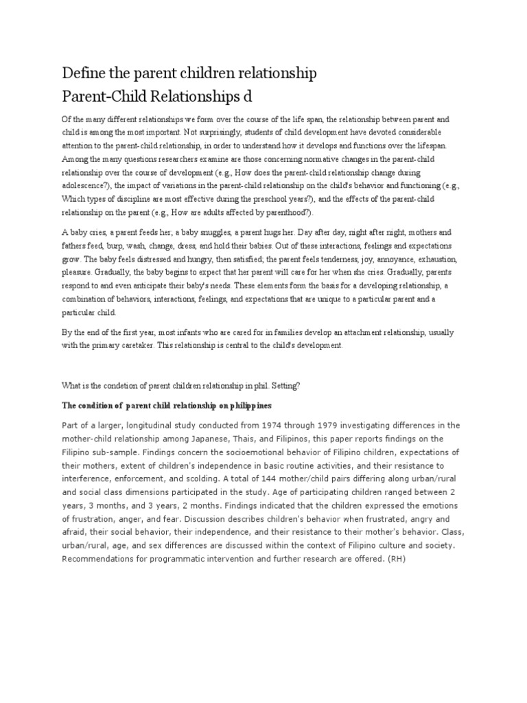 Define The Parent Children Relationship | PDF | Autism | Infants