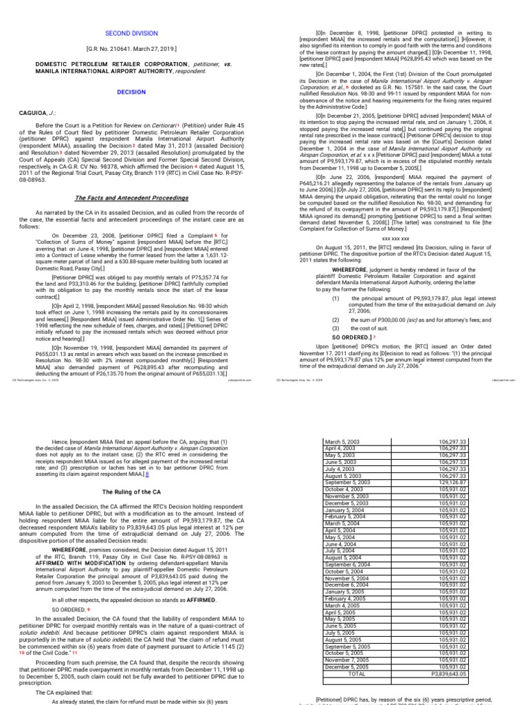 DPRC vs. MIAA: Lease Dispute Ruling | PDF | Lease | Letter Of Credit
