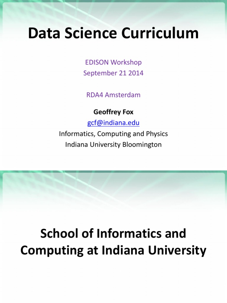 Indiana University Curriculum PDF Big Data Machine Learning
