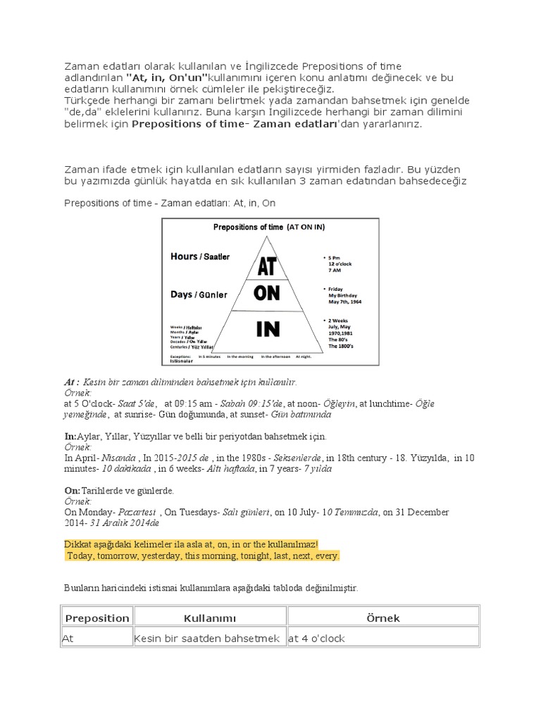 At, In, On | PDF