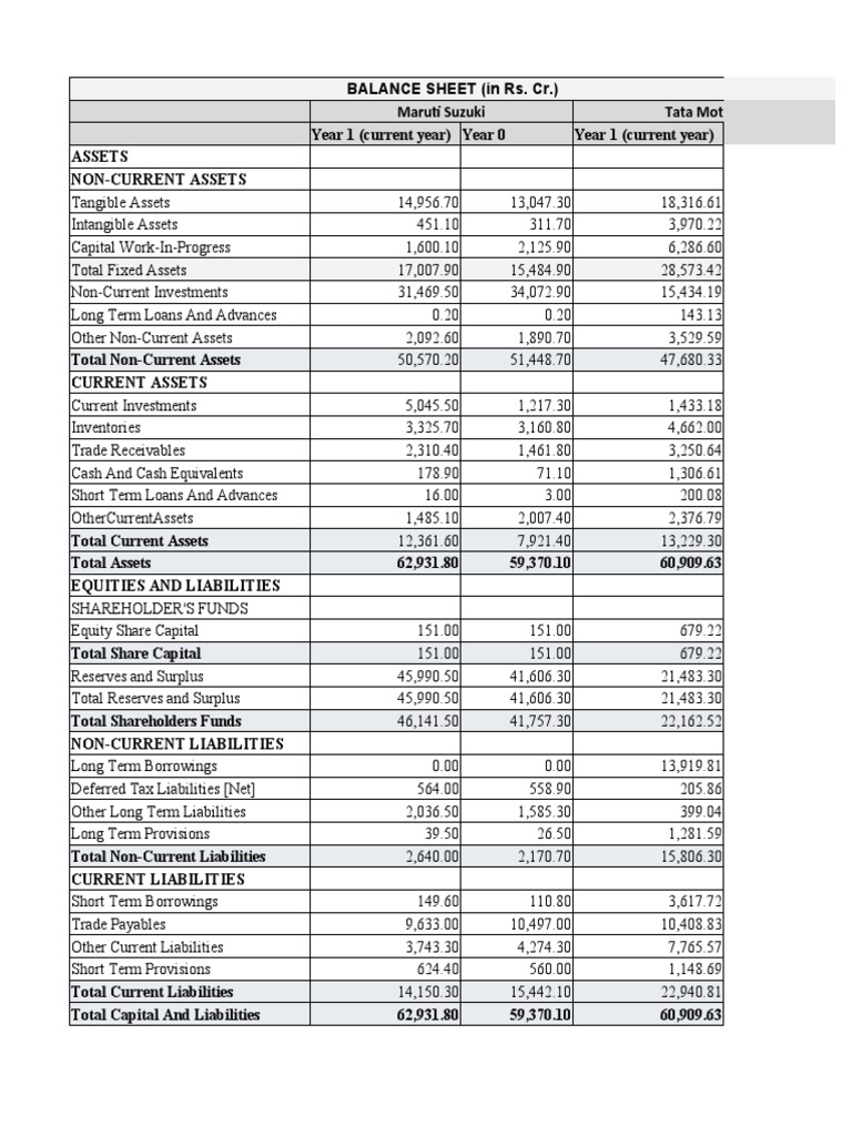 Financial+Statements+ +Maruti+Suzuki+&+Tata+Motors | PDF | Equity ...