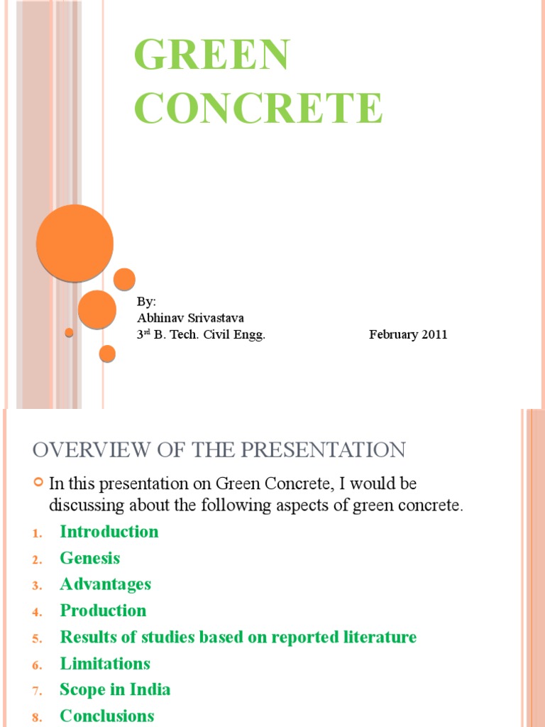 Green Concrete: Benefits and Production | PDF | Concrete | Cement