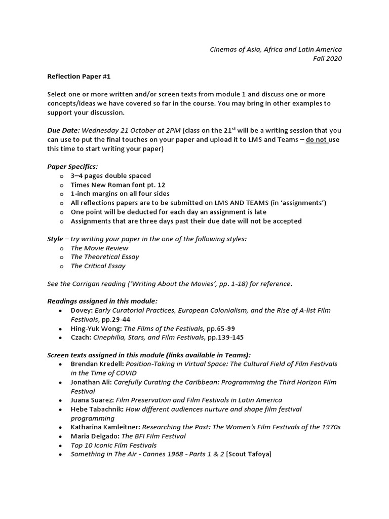 Reflection Paper #1 | PDF