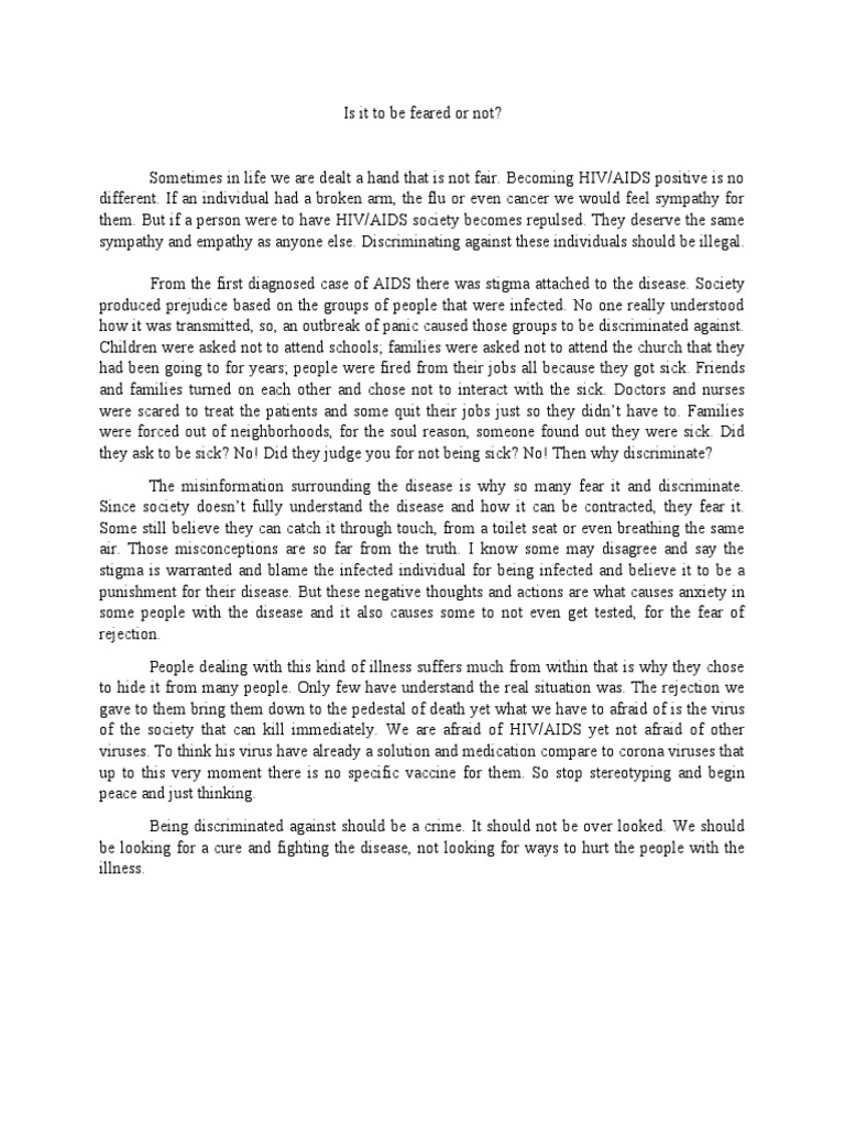 HIV Essay | PDF | Sympathy | Hiv/Aids
