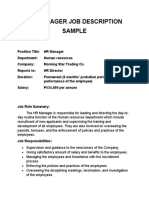 HR Manager Job Description and Specification