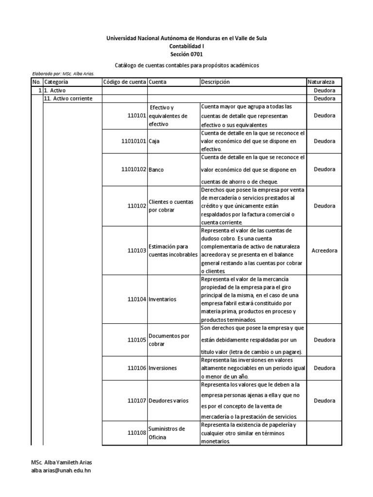 Catálogo de Cuentas Contables Académico | PDF | Economias | Servicios ...