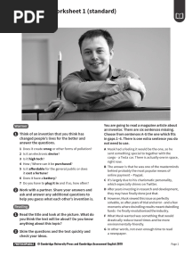 B2 Reading Worksheet 1 (Standard)
