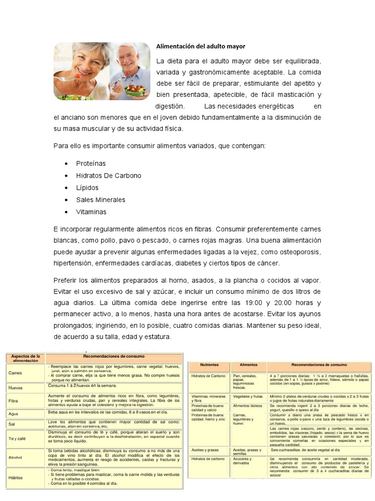 Nutrición Equilibrada para Adultos Mayores | PDF | Dieta | Alimentos