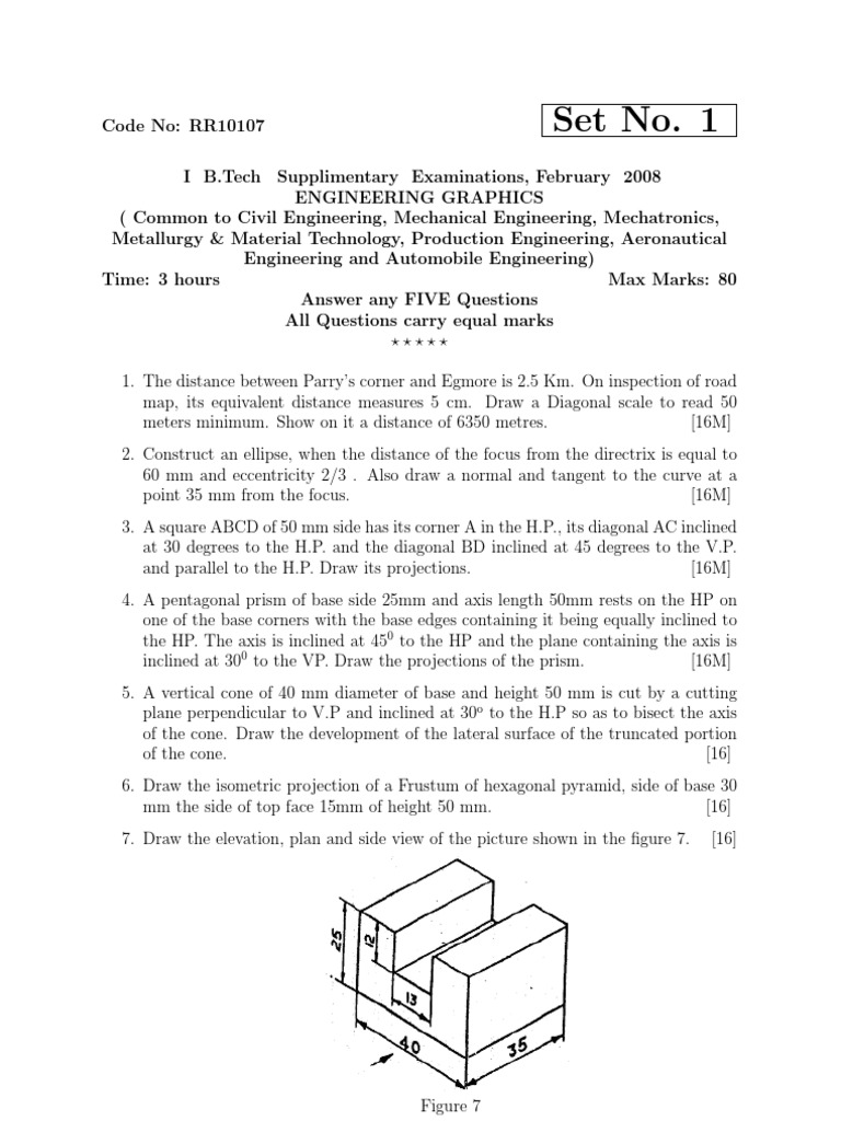 Engineering Graphics Exam Questions | PDF | Ellipse | Geometric Objects