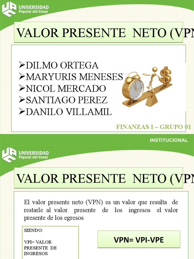 Valor Presente Neto (VPN) en Finanzas | PDF | Valor presente neto ...