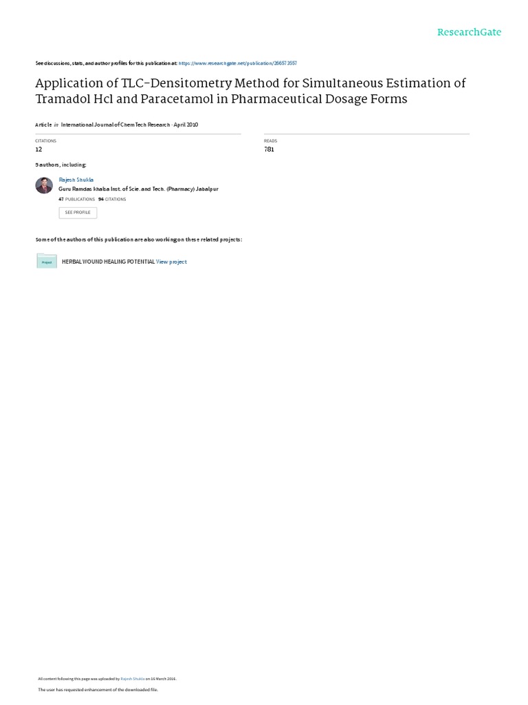 Application of TLCDensitometry Method For Simultaneous Estimation of
