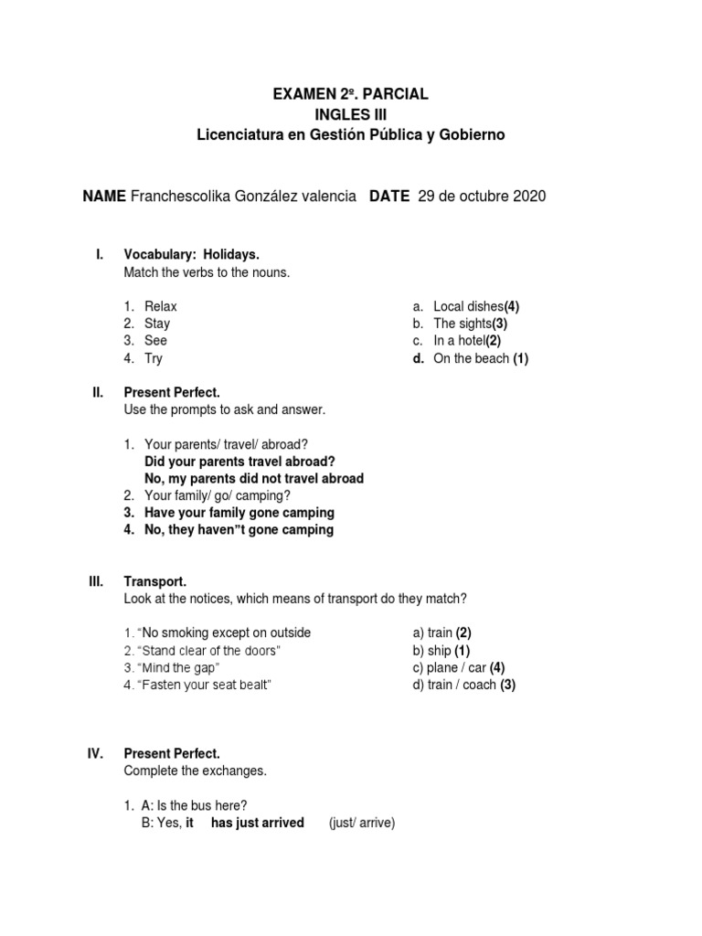 English III Exam: Vocabulary & Grammar | PDF | Morphology | Language ...