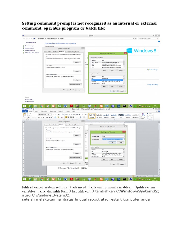 Settin Java JDK Setting Command Prompt Is Not Recognized As An Internal ...