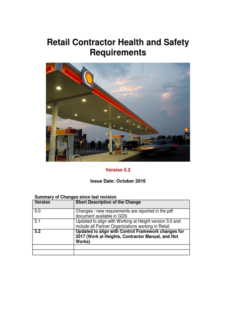 Shell Retail Contractor Safety Guidelines | PDF | Noise | Occupational ...