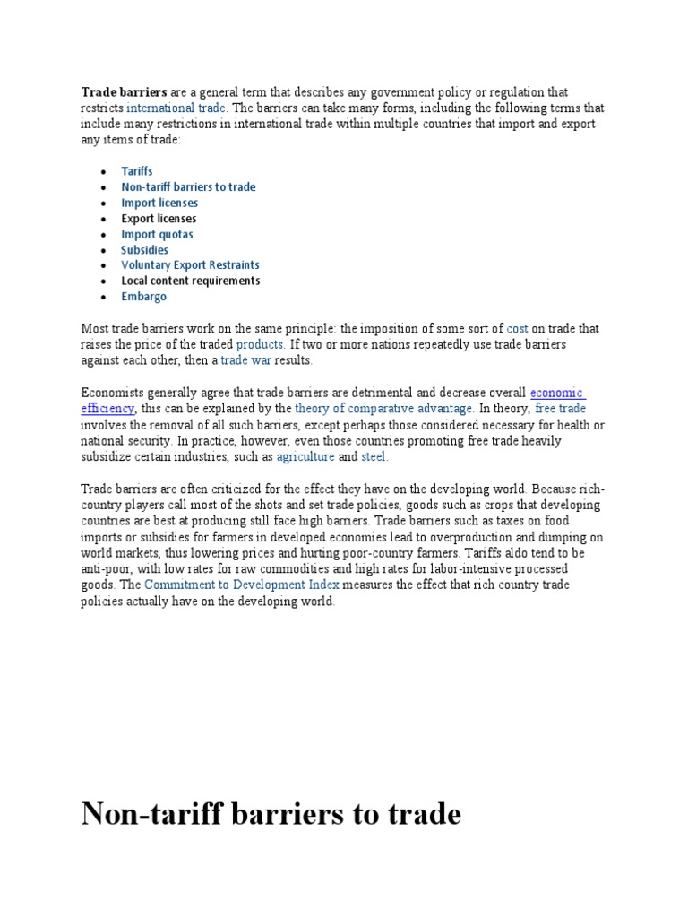 Non-Tariff Barriers To Trade | Download Free PDF | Non Tariff Barriers ...
