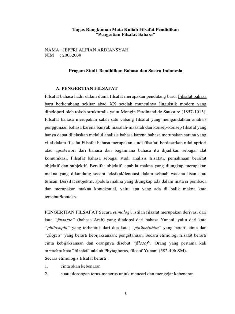 Filsafat bahasa tugas merangkum pdf
