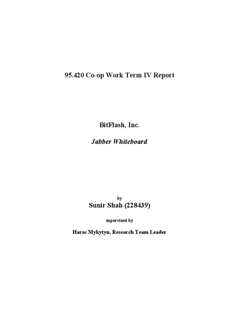 95.420 Co-Op Work Term IV Report: Jabber Whiteboard | PDF