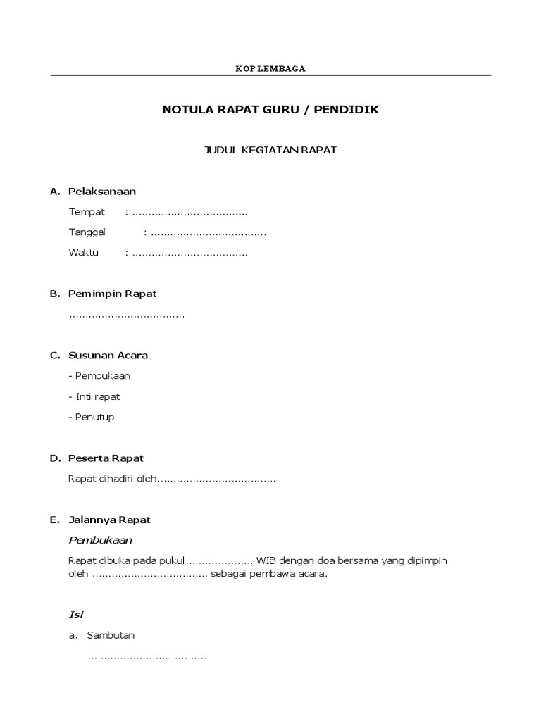 Notula Rapat Guru Pendidikan | PDF