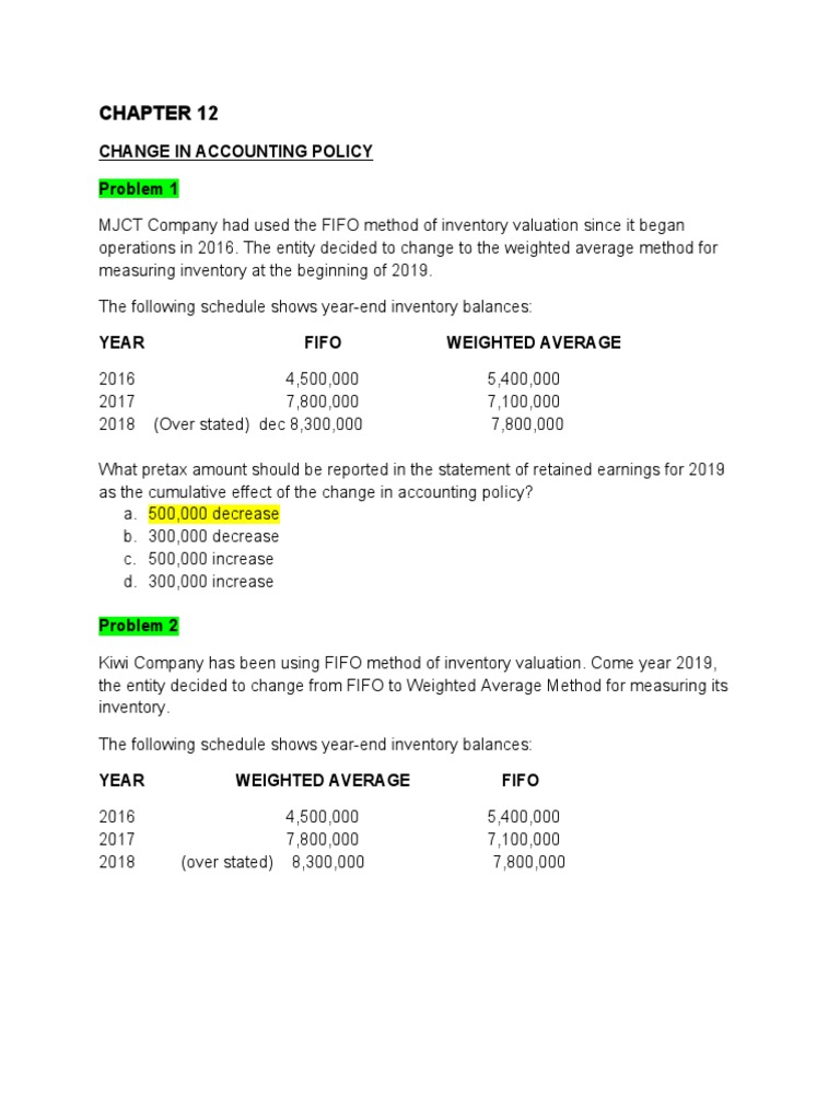 Change in Accounting Policy and Estimates | PDF | Depreciation ...
