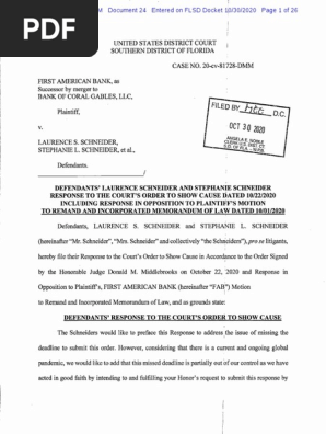 エル D.E. 24 Schneider's Response To Judge Donald Middlebrooks