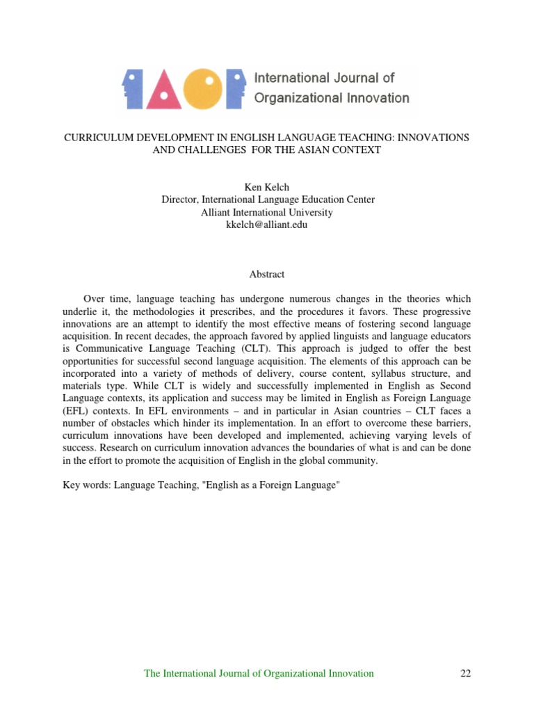 Curriculum Development in English Language Education | PDF | English As ...
