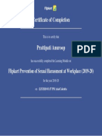 Certificate of Completion: Flipkart Prevention of Sexual Harassment at Workplace (2019-20)