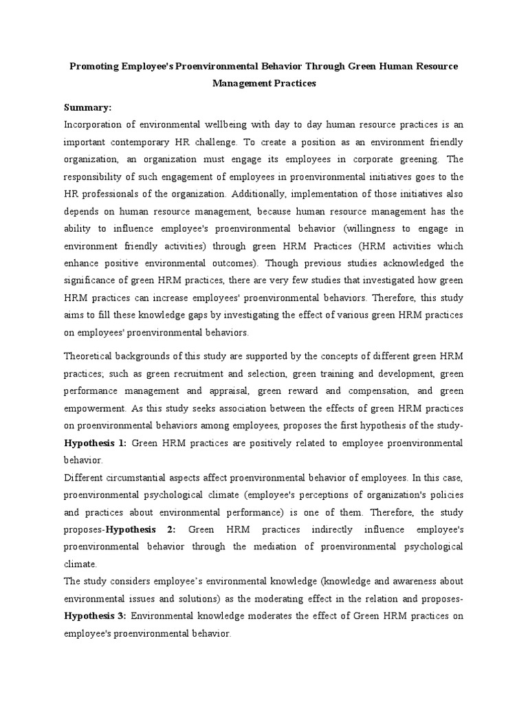Green HRM Practices Boost Employee Eco-Behavior | PDF | Human Resource ...