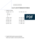 División exacta de números enteros y operaciones combinadas