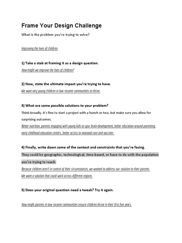 Frame Your Design Challenge PDF