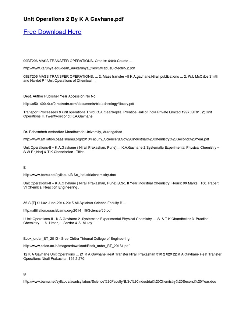 Unit Operations II by K.A. Gavhane PDF | PDF | Physical Sciences ...