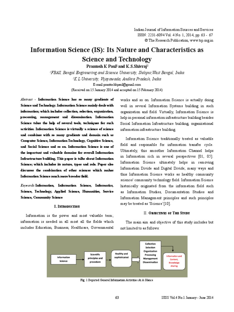 Information Science (IS) : Its Nature and Characteristics As Science ...
