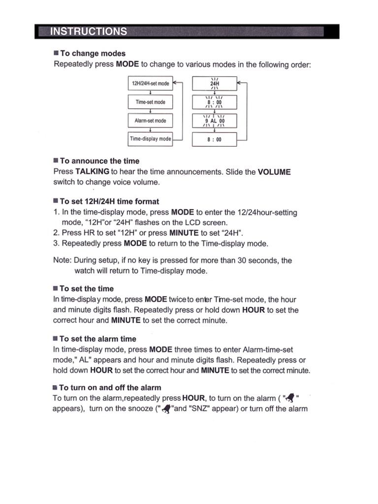 Ultmost Talking Clock 99 U6695 Manual Instrukcija Kalb Laik PDF