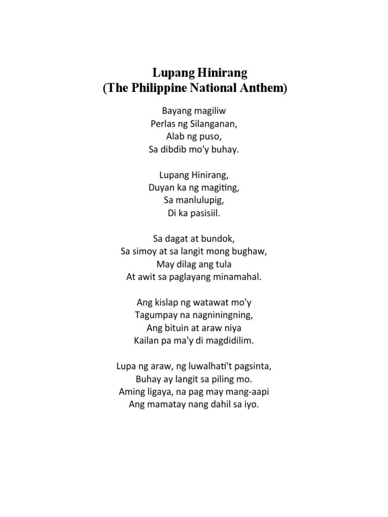 Lupang Hinirang Lyrics, 58% OFF | brunofuga.adv.br