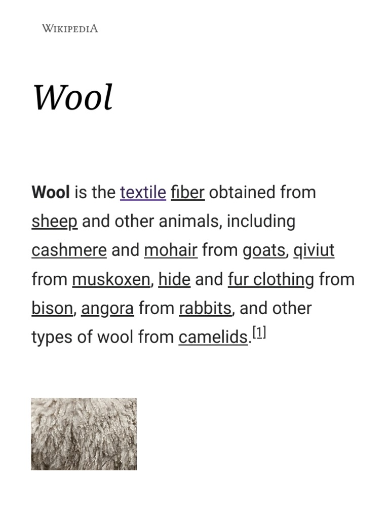 Wool - Wikipedia | Download Free PDF | Wool | Animal Hair Products